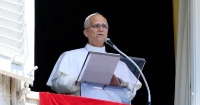 O Papa Leão XIV conduz a oração semanal do Ângelus de uma janela do Vaticano, em 9 de agosto de 2026. Vatican Media/Mario Tomassetti/­REUTERS/Proibida Repodução