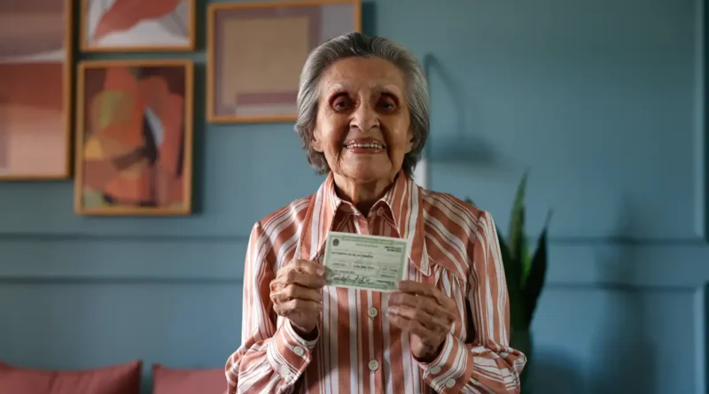 Rio de Janeiro (RJ), 10/07/2026 - Antonieta da Silva Campos, 96 anos, bancária aposentada, exibe seu título de eleitor em sua casa. Foto: Tânia Rêgo/Agência Brasil