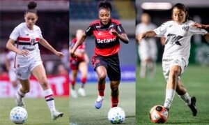 São Paulo (SP), 19/10/2026 - Jogadoras de futebol Isa, Kaylane e Evelin, finalistas ao prêmio TV Brasil Petrobras . Foto: Arte/Agência Brasil