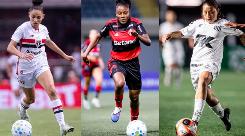 São Paulo (SP), 19/10/2026 - Jogadoras de futebol Isa, Kaylane e Evelin, finalistas ao prêmio TV Brasil Petrobras . Foto: Arte/Agência Brasil