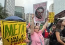 São Paulo (SP), 19/10/2026 - Organizações da sociedade civil e movimentos sociais realizam protesto em frente à sede da Meta , na avenida Faria Lima,3732, para denunciar o que consideram interferência sistemática da big tech na eleição brasileira. Foto: Paulo Pinto/Agencia Brasil