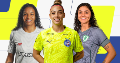 Finalistas à categoria goleira do Prêmio TV Brasil Petrobras Para Elas - Carlinha (São Paulo), Yanne (bahia), SandY (América-MG), Finalistas, prêmio, Para Elas - 2026