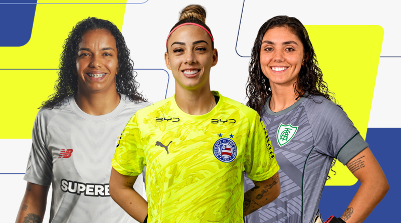 Finalistas à categoria goleira do Prêmio TV Brasil Petrobras Para Elas - Carlinha (São Paulo), Yanne (bahia), SandY (América-MG), Finalistas, prêmio, Para Elas - 2026