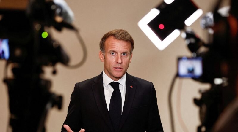 French President Emmanuel Macron gestures as he speaks to members of the media on the day of the 9th Annual One Planet Sovereign Wealth Funds (OPSWF) Summit, in Lusail, Qatar, October 21, 2026. REUTERS/Benoit Tessier/Pool TPX IMAGES OF THE DAY