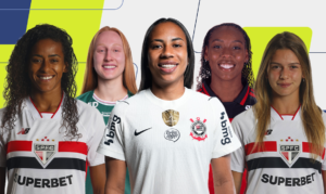 Tayla (São Paulo), Pati Maldaner (Palmeiras), Thaís Ferreira (Corinthians). Núbia (Flamengo) e Carol Gi (São Paulo) são finalistas na categoria zagueira do Prêmio TV Brasil Petrobras Para Elas - temporaa 2026
