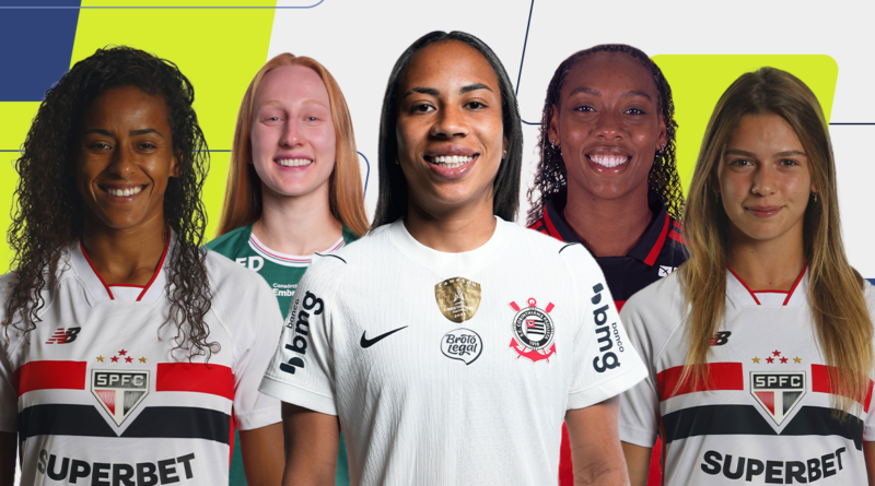 Tayla (São Paulo), Pati Maldaner (Palmeiras), Thaís Ferreira (Corinthians). Núbia (Flamengo) e Carol Gi (São Paulo) são finalistas na categoria zagueira do Prêmio TV Brasil Petrobras Para Elas - temporaa 2026