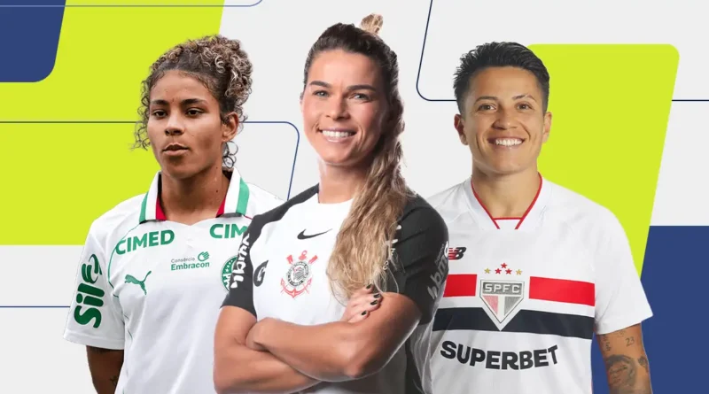 Raissa Bahia (Palmeiras),Tamires (Corinthians), e Bia Menezes (São Paulo) são finalistas na categoria lateral-esquerda ao Prêmio TV Brasil Petrobras Para Elas 2026