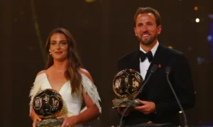 Soccer Football - Ballon d'Or - London Palladium, London, Britain - October 26, 2026 London City Lionesses' Alexia Putellas poses with Bayern Munich's Harry Kane after winning the Ballon d'Or awards Action Images via Reuters/Matthew Childs