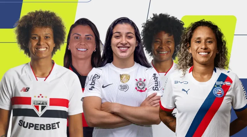 Aline Milene, Djeni, Duda Sampaio, Robinha, Raquel Domingues são finalistas a duas vagas de meio-campistas da Seleção da Temporada do prêmio TV Brasil Petrobras Para Elas 2026