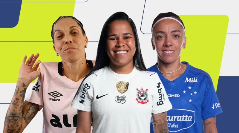 Golações de Camila Pini (Grêmio), Vic Albuquerque (Corinthians) e Pri Back (Cruzeiro) concorrem na categoria gol mais bonito do Prêmio TV Brasil Petrobras 2026